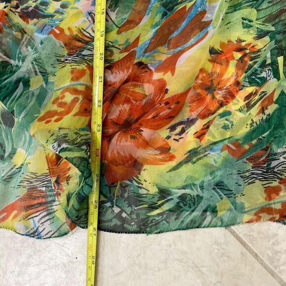 Sunflower simi sheer blouse top cover Women’s OS Chiffon Floral drawstring waist - Picture 7 of 10